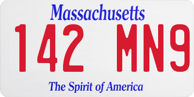 MA license plate 142MN9