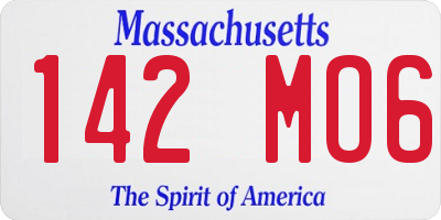 MA license plate 142MO6