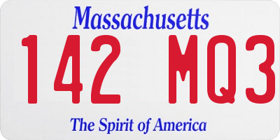 MA license plate 142MQ3