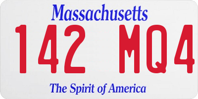 MA license plate 142MQ4