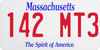 MA license plate 142MT3