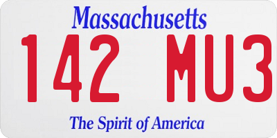 MA license plate 142MU3