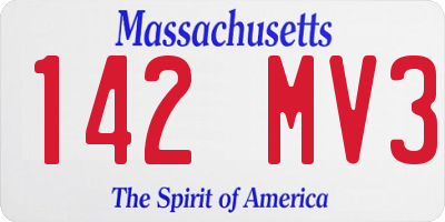 MA license plate 142MV3