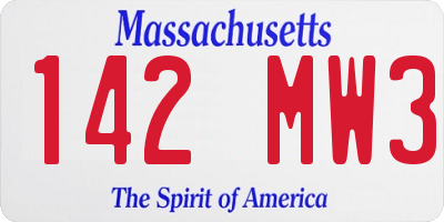MA license plate 142MW3