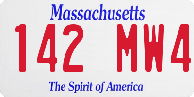 MA license plate 142MW4