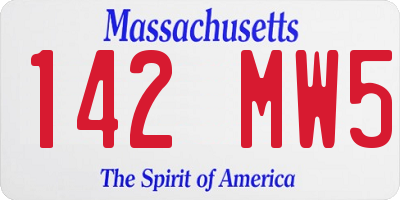 MA license plate 142MW5