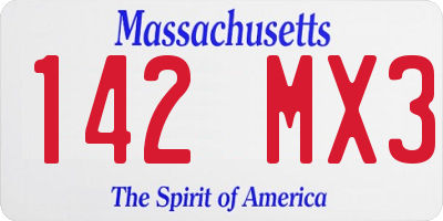 MA license plate 142MX3