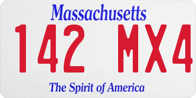 MA license plate 142MX4