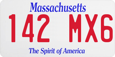 MA license plate 142MX6