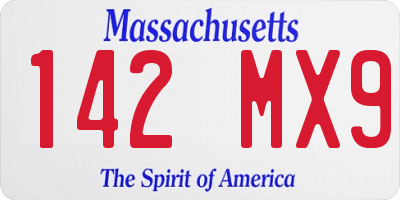 MA license plate 142MX9