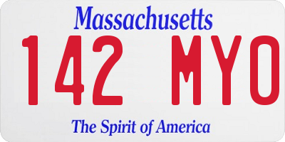MA license plate 142MY0