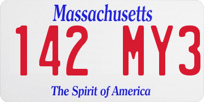 MA license plate 142MY3