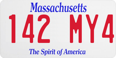 MA license plate 142MY4
