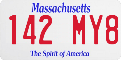 MA license plate 142MY8