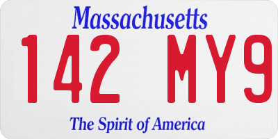 MA license plate 142MY9