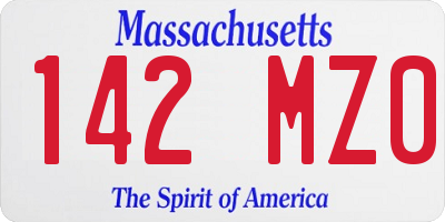MA license plate 142MZ0