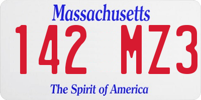 MA license plate 142MZ3