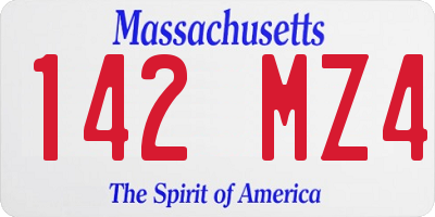 MA license plate 142MZ4