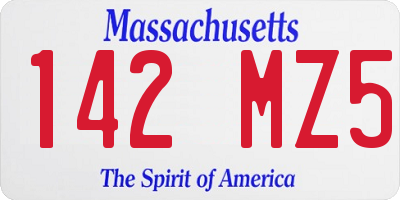 MA license plate 142MZ5