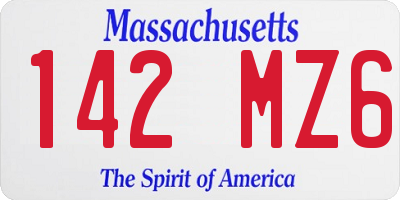 MA license plate 142MZ6