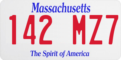 MA license plate 142MZ7