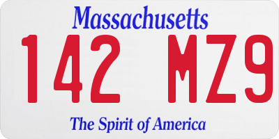 MA license plate 142MZ9
