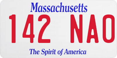 MA license plate 142NA0