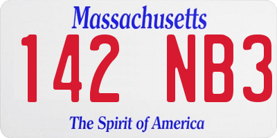 MA license plate 142NB3
