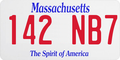 MA license plate 142NB7