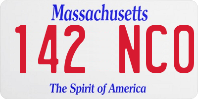 MA license plate 142NC0
