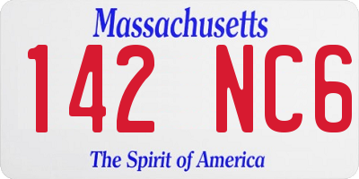 MA license plate 142NC6