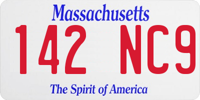 MA license plate 142NC9
