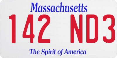 MA license plate 142ND3