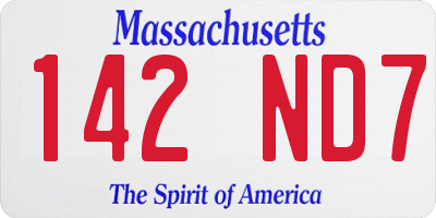 MA license plate 142ND7