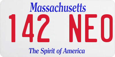 MA license plate 142NE0