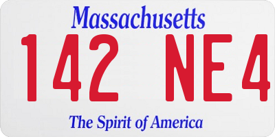 MA license plate 142NE4