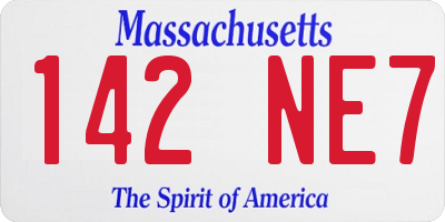 MA license plate 142NE7