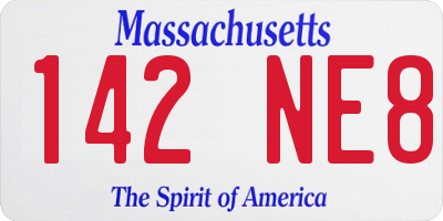 MA license plate 142NE8