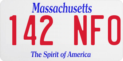 MA license plate 142NF0
