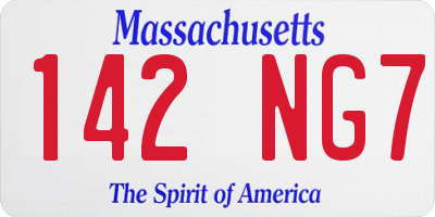 MA license plate 142NG7