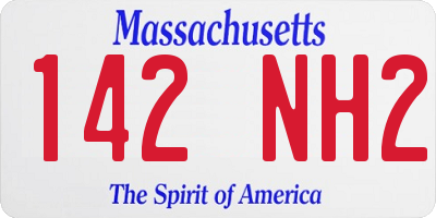 MA license plate 142NH2