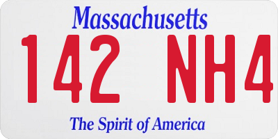 MA license plate 142NH4