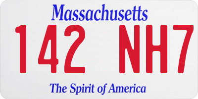 MA license plate 142NH7