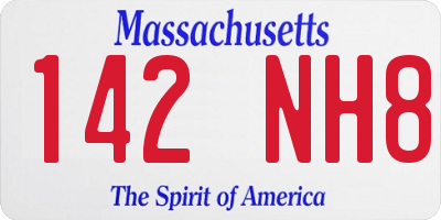 MA license plate 142NH8