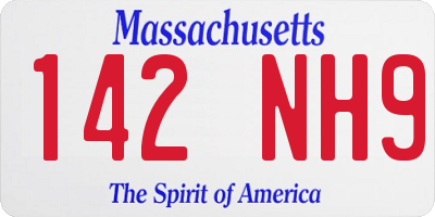MA license plate 142NH9