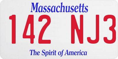 MA license plate 142NJ3