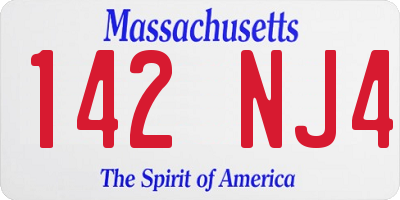 MA license plate 142NJ4
