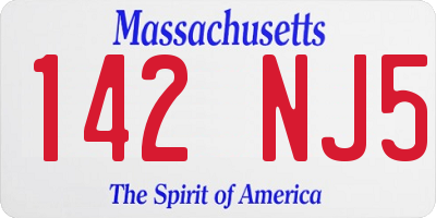 MA license plate 142NJ5