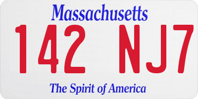 MA license plate 142NJ7