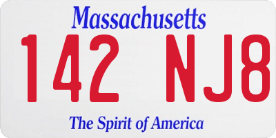 MA license plate 142NJ8